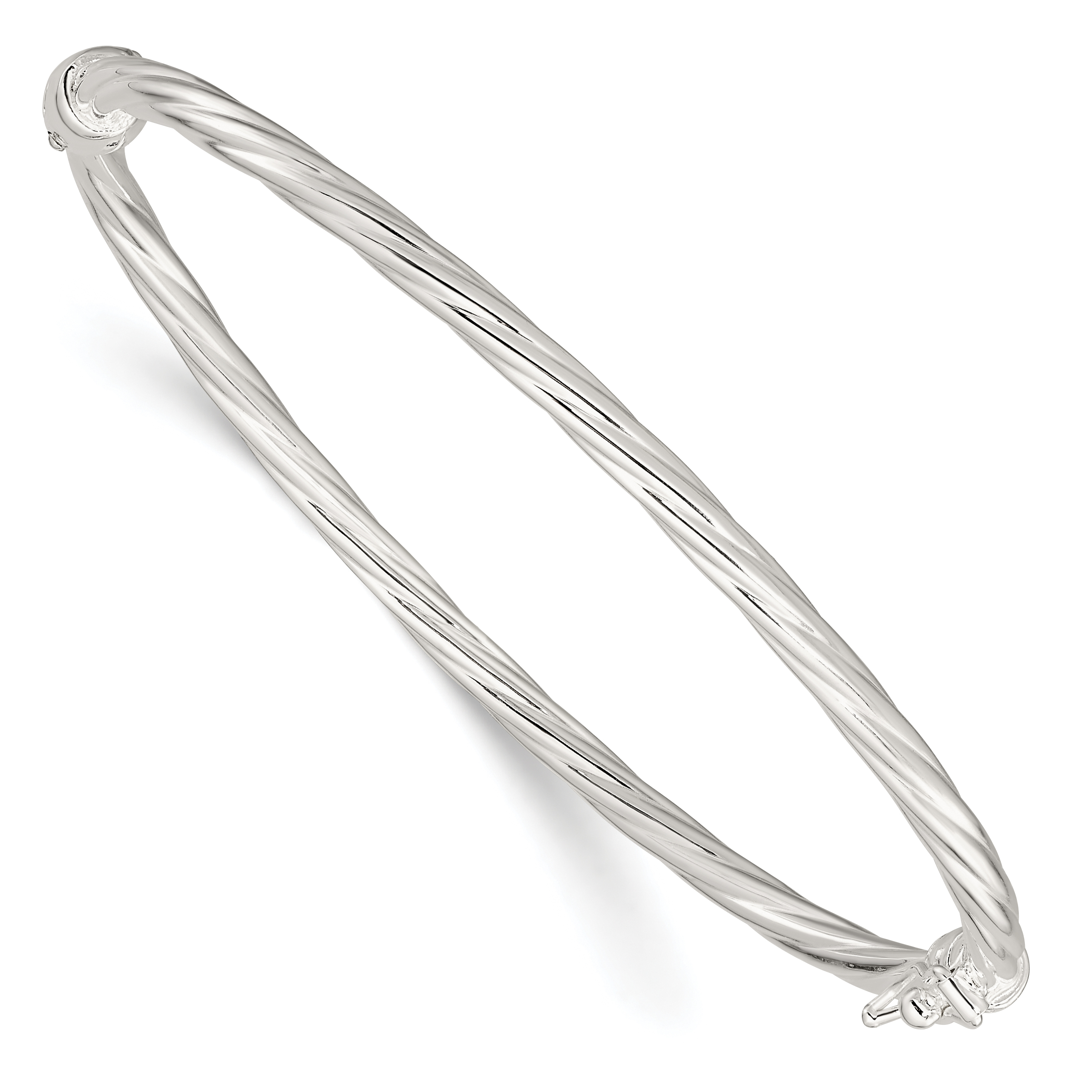 Sterling Sliver Polished Twisted Hinged Bangle (QB1428)