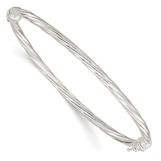 Sterling Silver Twisted Hinged Bangle