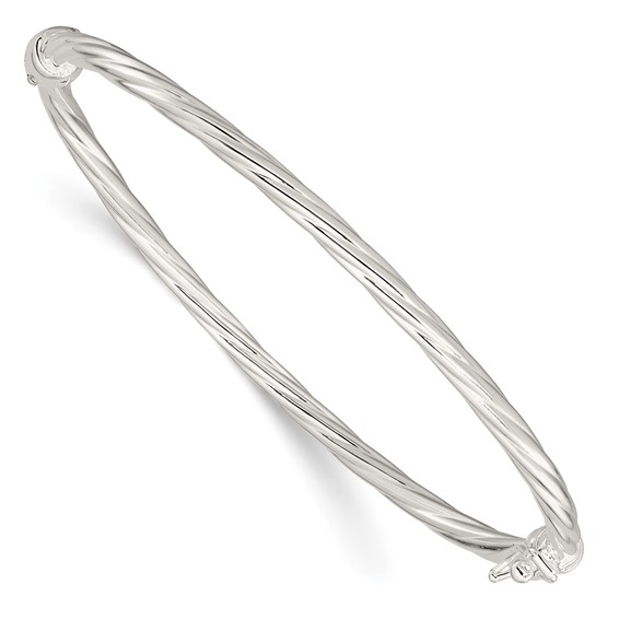 Sterling Silver Twisted Hinged Bangle