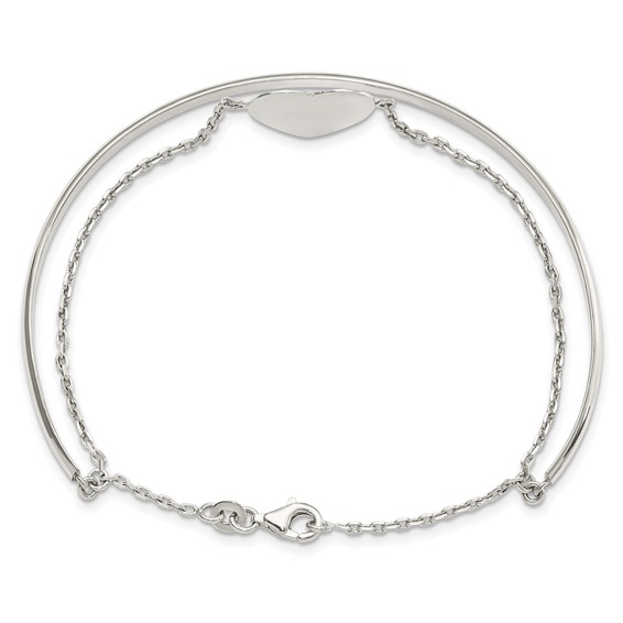 Sterling Silver Polished Heart Bracelet/Bangle