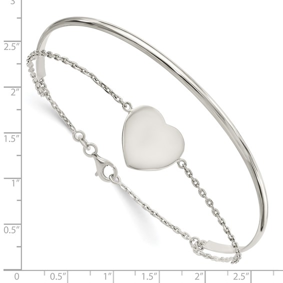 Sterling Silver Polished Heart Bracelet/Bangle