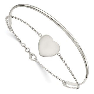 Sterling Silver Polished Heart Bracelet/Bangle