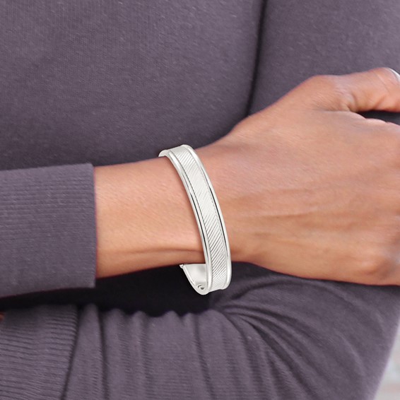 Sterling Silver Textured Cuff Bangle