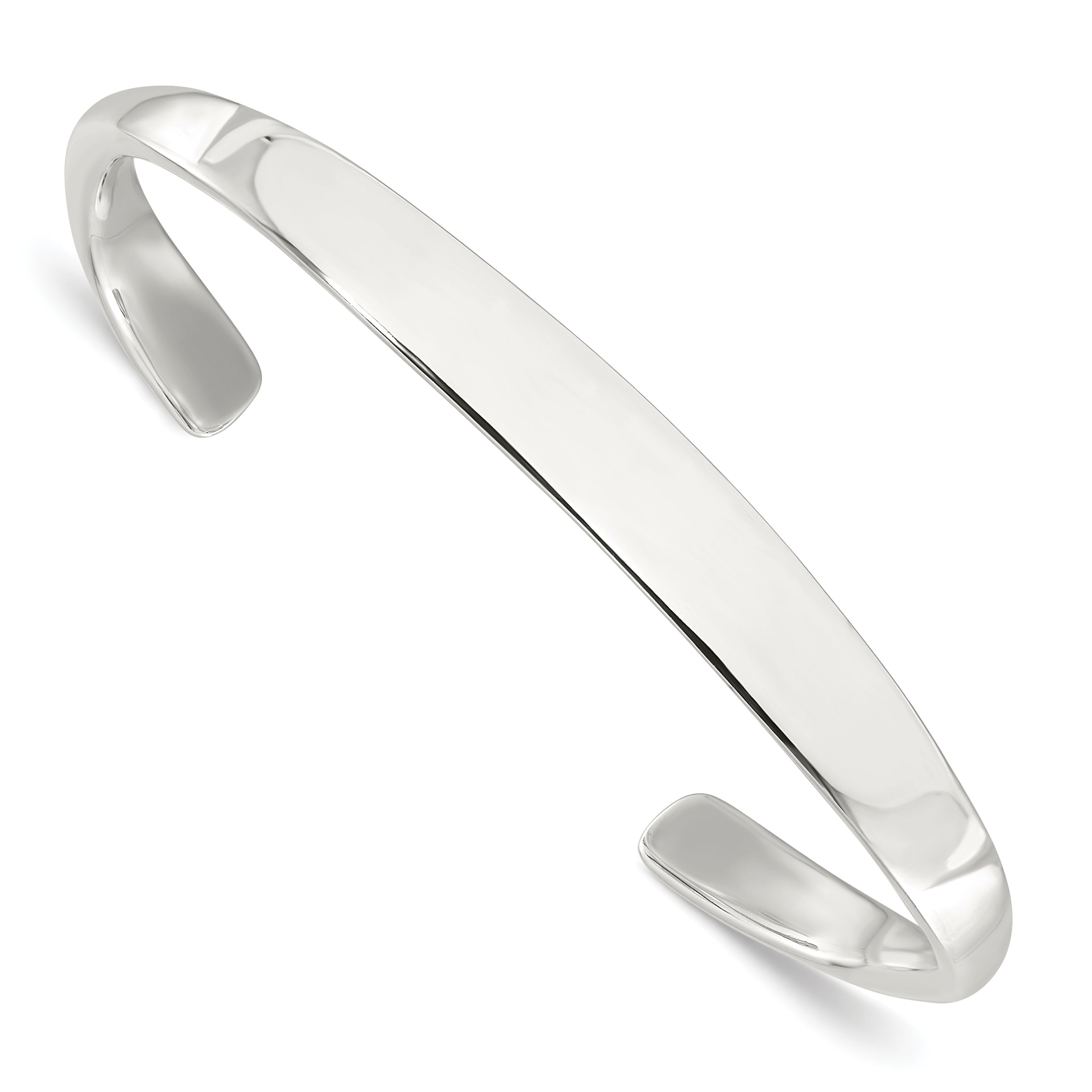 Sterling Silver Polished Step Flat Cuff Bangle (QB1455)