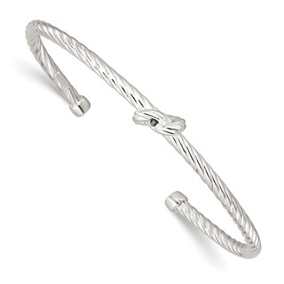 Sterling Silver Twisted Knot Cuff Bangle