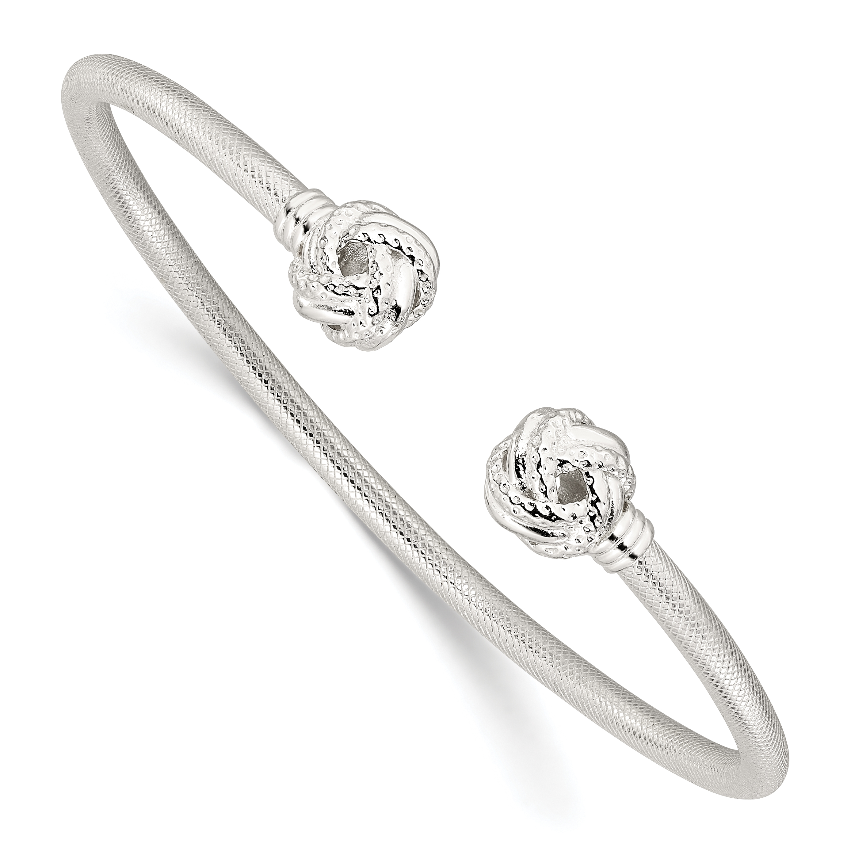 Sterling Silver Textured Love Knot Cuff Bangle (QB1463)