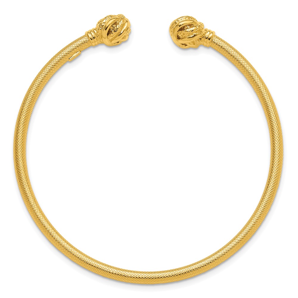 Sterling Silver Gold-tone Textured Love Knot Cuff Bangle (QB1463GP)