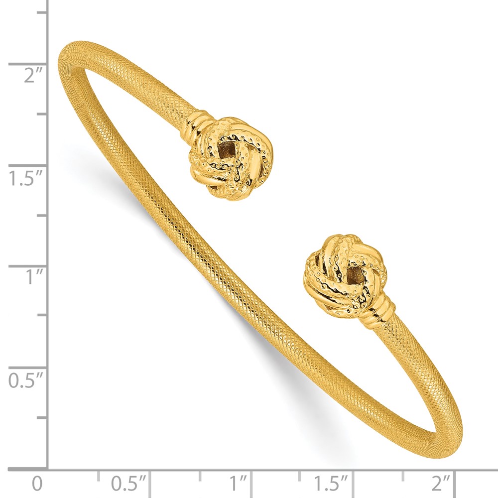 Sterling Silver Gold-tone Textured Love Knot Cuff Bangle (QB1463GP)
