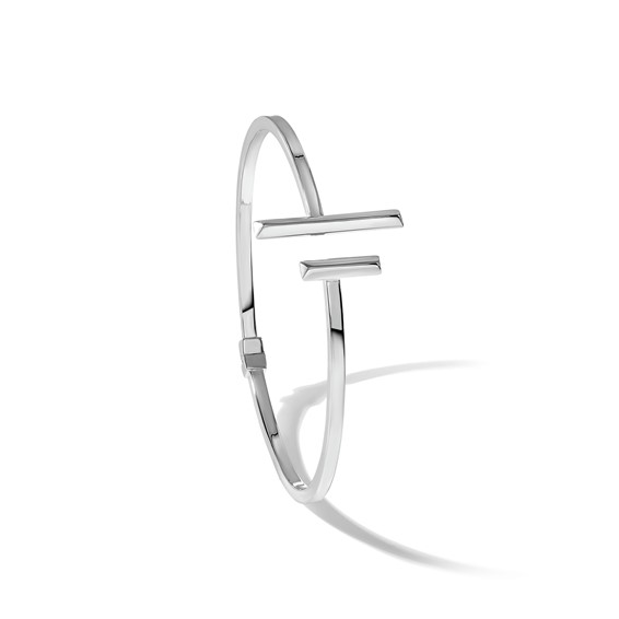 Sterling Silver Polished Bars Hinged Cuff Bangle Bracelet