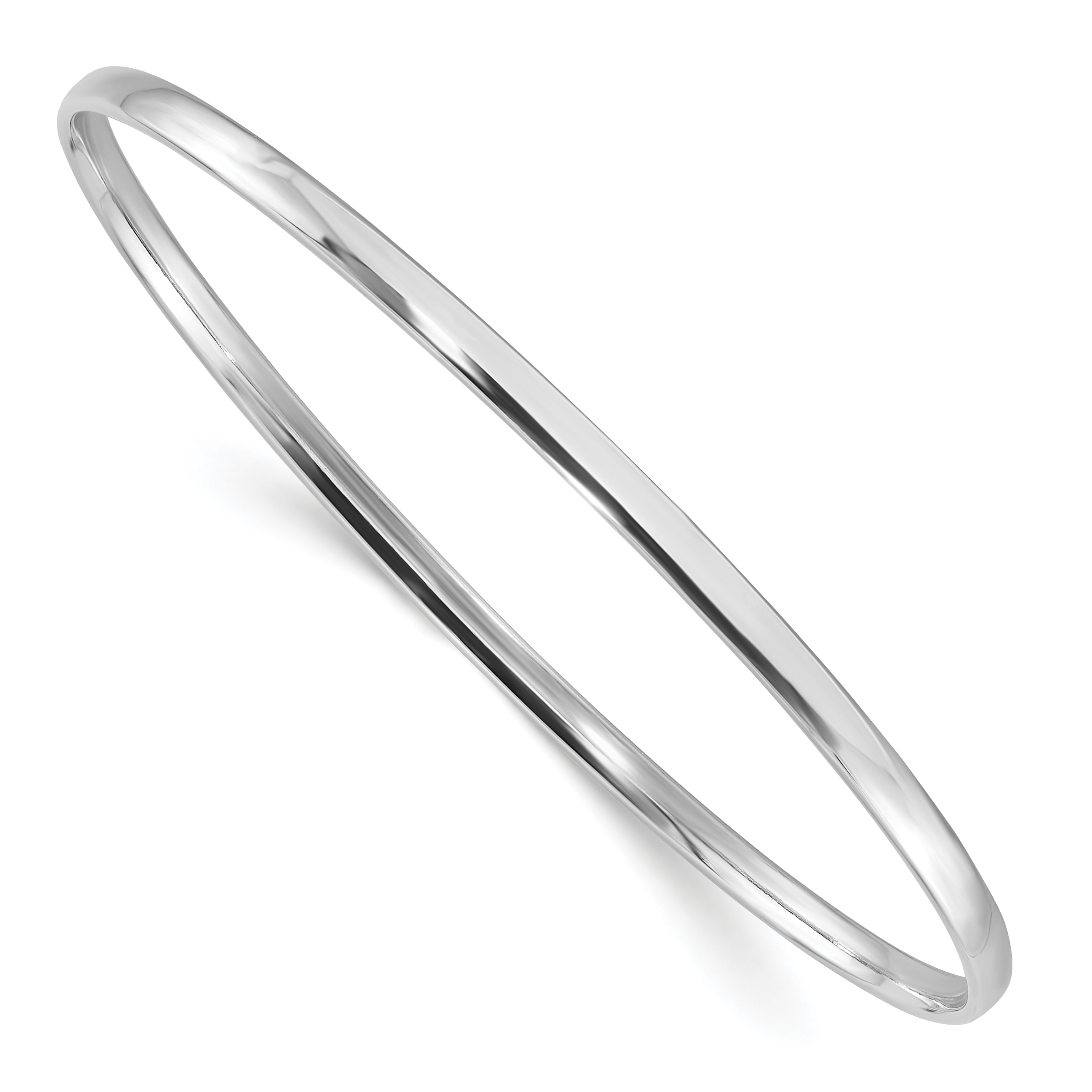Sterling Silver Rhodium-plated Polished 3.00mm Slip on Bangle (QB1472)