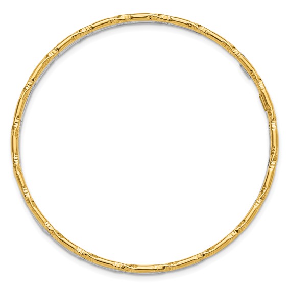 Sterling Silver Rhodium-plated Gold-tone Diamond-cut Set of 2 Bangles