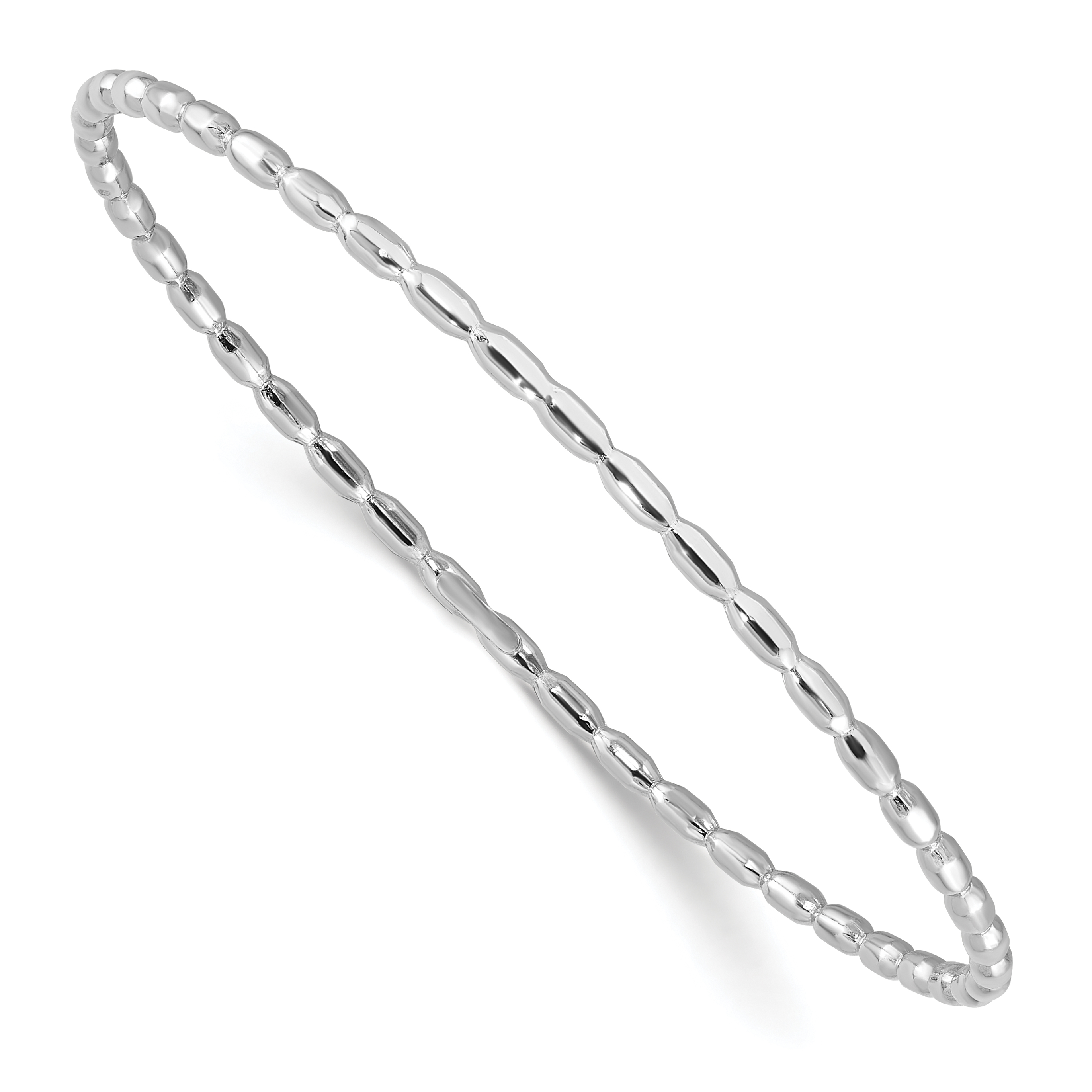 Sterling Silver Rhodium-plated Polished 2.30mm Slip on Bangle (QB1486)