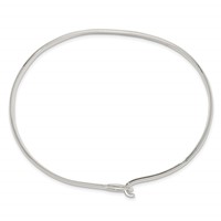 Sterling Silver Circle Hook Closure Flexible Bangle Bracelet view 2