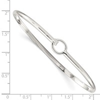 Sterling Silver Circle Hook Closure Flexible Bangle Bracelet view 3