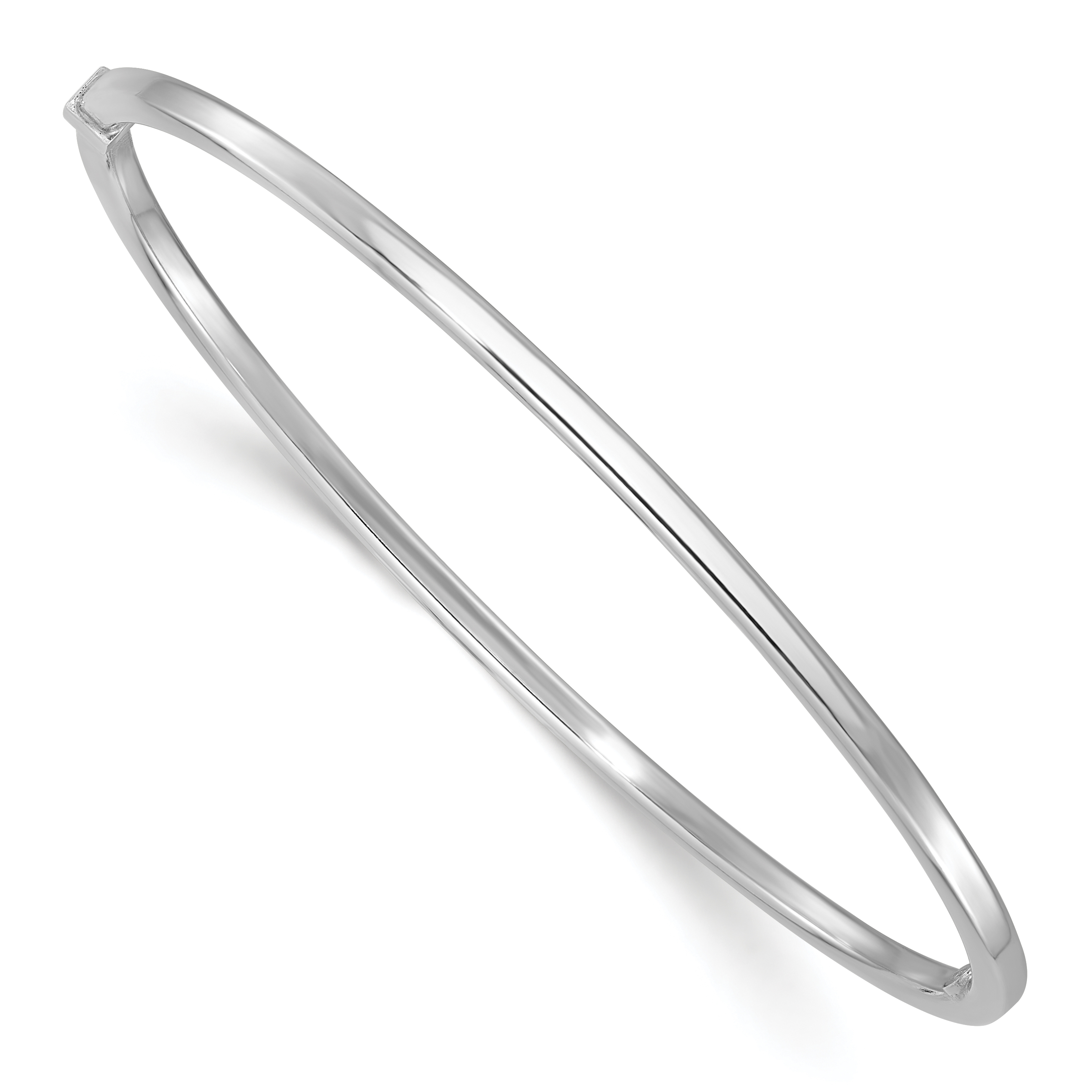 Sterling Silver Rhodium-plated Square Tube Slip On Bangle (QB1513)