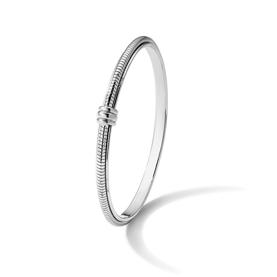 Sterling Silver Rhodium-plated Polished and Textured Slip-on Bangle Bracele