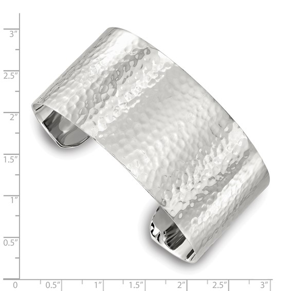 Sterling Silver Flat Hammered Cuff Bangle