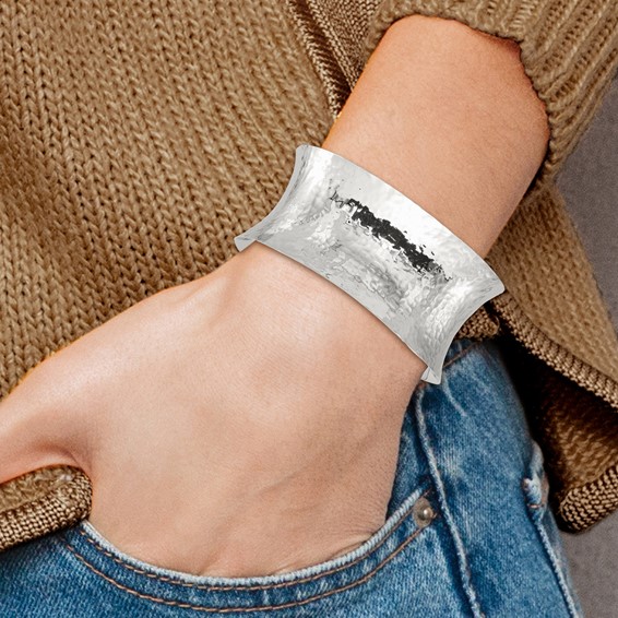 Sterling Silver Concave Cuff Bangle
