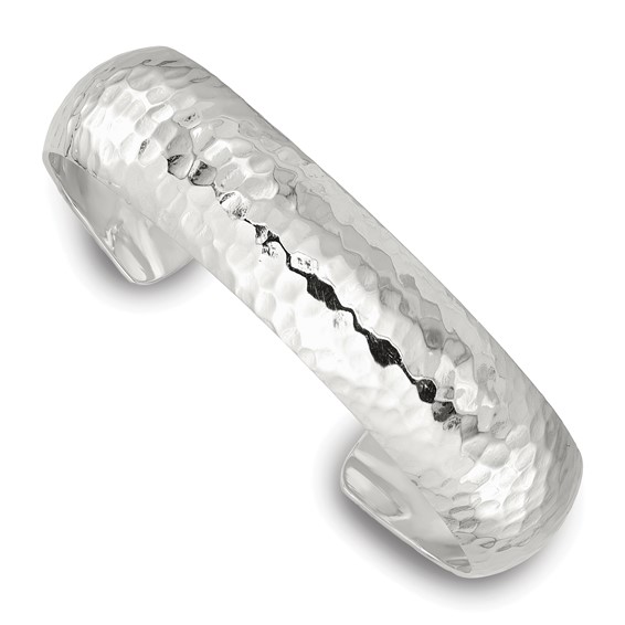 Sterling Silver Hammered Domed Cuff Bangle