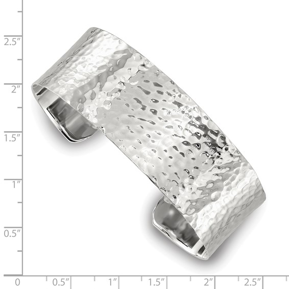 Sterling Silver Flat Hammered Cuff Bangle
