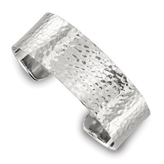 Sterling Silver Flat Hammered Cuff Bangle