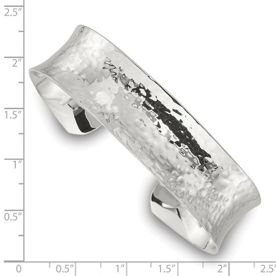 Sterling Silver Hammered Concave Cuff Bangle