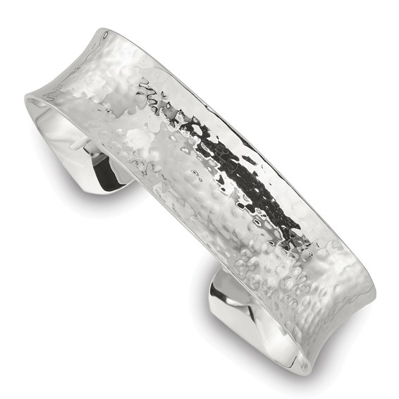 Sterling Silver Hammered Concave Cuff Bangle