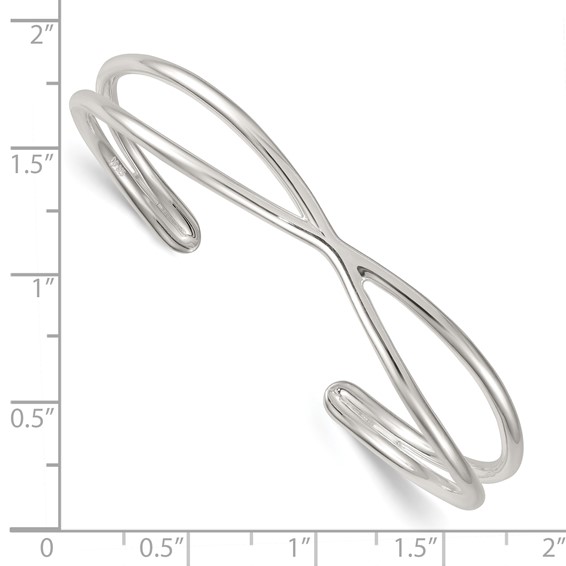 Sterling Silver Polished -X- Cuff Bangle