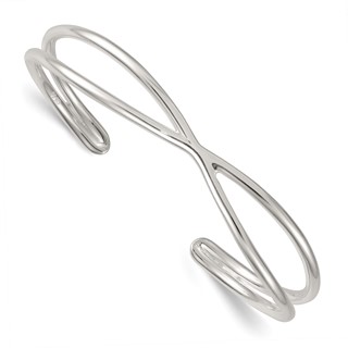 Sterling Silver Polished -X- Cuff Bangle