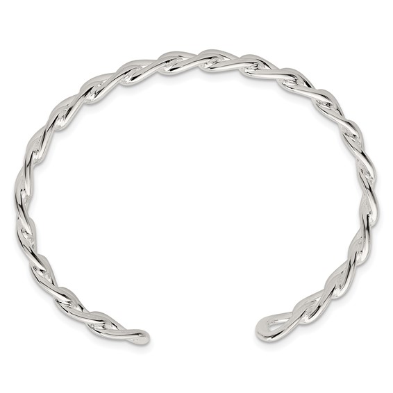 Sterling Silver Polished Curb Link Cuff Bangle