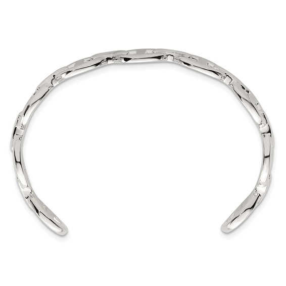 Sterling Silver Polished Anchor / Mariner Link Cuff Bangle