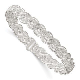 Sterling Silver Polished Twisted and Woven Flexible Bangle