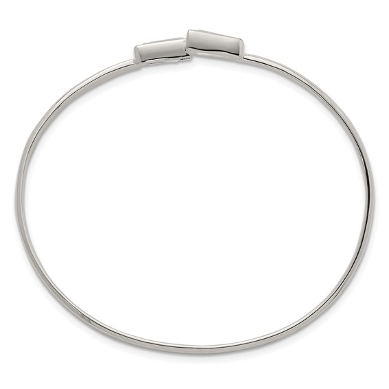 Sterling Silver Polished Tapered Baguette CZ Cuff Bangle