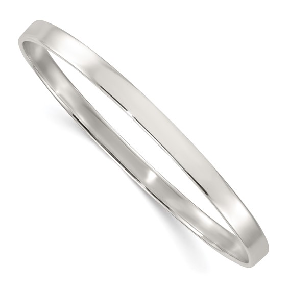 Sterling Silver Polished 5.00mm Flat Slip-on Bangle Bracelet