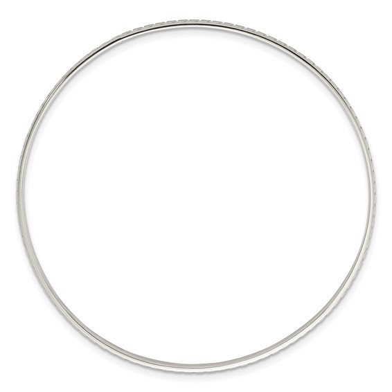 Sterling Silver Polished and Textured 2.50mm Greek Key Slip-on Bangle Bracelet