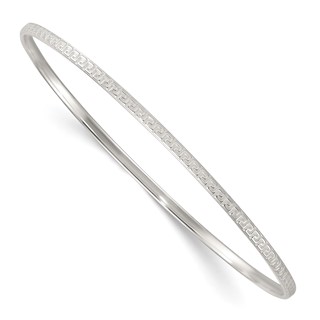 Sterling Silver Polished and Textured 2.50mm Greek Key Slip-on Bangle Bracelet