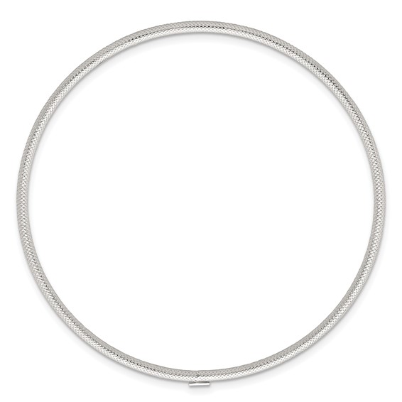 Sterling Silver Polished and Textured 2.00mm Slip-on Bangle Bracelet