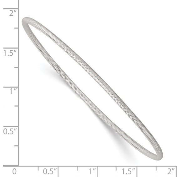 Sterling Silver Polished and Textured 2.00mm Slip-on Bangle Bracelet