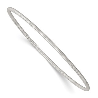 Sterling Silver Polished and Textured 2.00mm Slip-on Bangle Bracelet