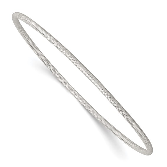 Sterling Silver Polished and Textured 2.00mm Slip-on Bangle Bracelet