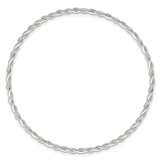 Sterling Silver Polished and Twisted 2.5mm Slip-on Bangle Bracelet