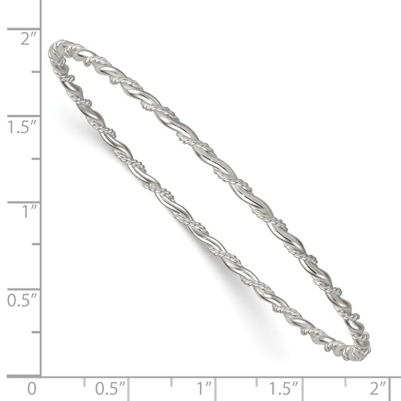Sterling Silver Polished and Twisted 2.5mm Slip-on Bangle Bracelet