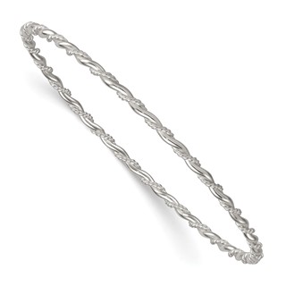 Sterling Silver Polished and Twisted 2.5mm Slip-on Bangle Bracelet