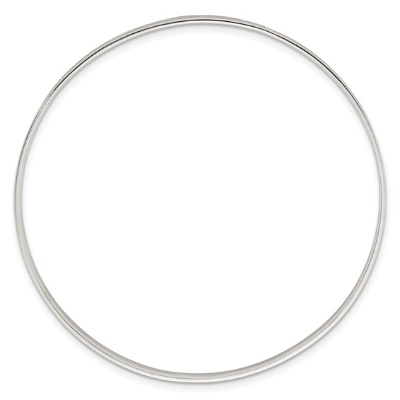 Sterling Silver Polished Textured 4.00mm Floral Pattern Slip-on Bangle Bracelet