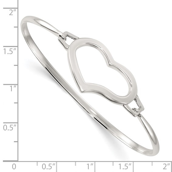 Sterling Silver Polished Open Heart Bangle