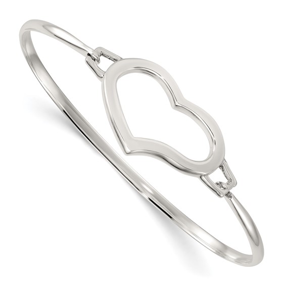 Sterling Silver Polished Open Heart Bangle