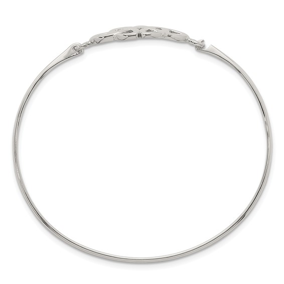 Sterling Silver Polished Double Trinity Knot Bangle