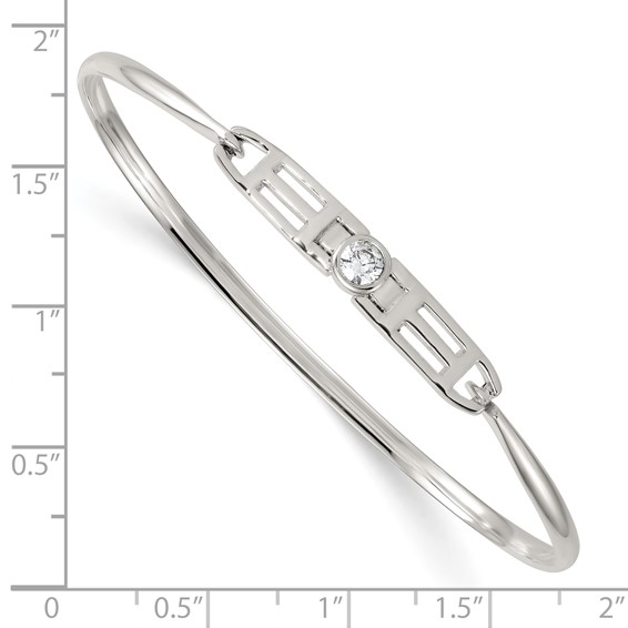 Sterling Silver Polished Fancy CZ Bangle