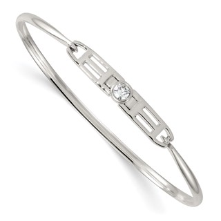 Sterling Silver Polished Fancy CZ Bangle