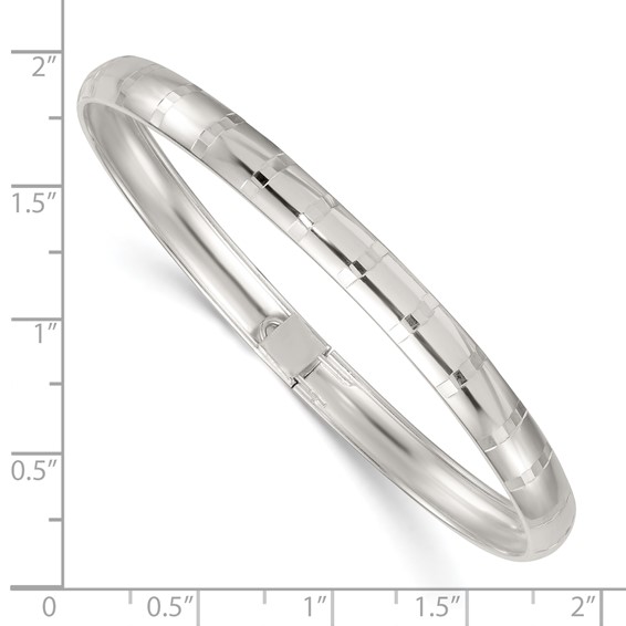 Sterling Silver Diamond-cut Flexible Bangle